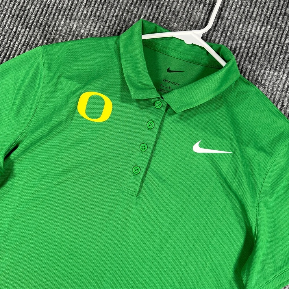 Oregon Ducks Polo Shirt Womens Medium Green Short Sleeve Nike NCAA New